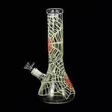 Load image into Gallery viewer, Atomic 30cm Glow in the Dark Spider Web Water Pipe (DL2)