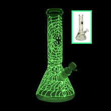 Load image into Gallery viewer, Atomic 30cm Glow in the Dark Spider Web Water Pipe (DL2)