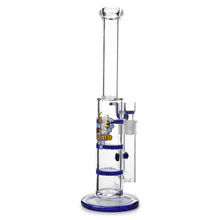 Load image into Gallery viewer, Glass Triple Disc Perc Bong Blue HoneyComb