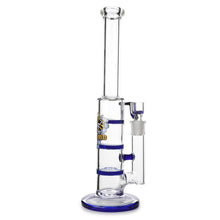 Load image into Gallery viewer, Glass Triple Disc Perc Bong Blue HoneyComb