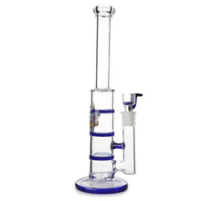 Load image into Gallery viewer, Glass Triple Disc Perc Bong Blue HoneyComb