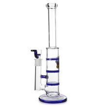 Load image into Gallery viewer, Glass Triple Disc Perc Bong Blue HoneyComb
