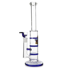 Load image into Gallery viewer, Glass Triple Disc Perc Bong Blue HoneyComb