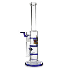 Load image into Gallery viewer, Glass Triple Disc Perc Bong Blue HoneyComb