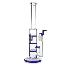 Load image into Gallery viewer, Glass Triple Disc Perc Bong Blue HoneyComb

