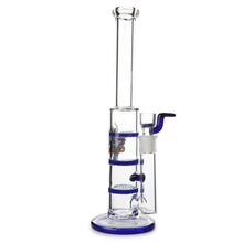Load image into Gallery viewer, Glass Triple Disc Perc Bong Blue HoneyComb

