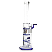 Load image into Gallery viewer, Glass Triple Disc Perc Bong Blue HoneyComb
