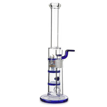 Load image into Gallery viewer, Glass Triple Disc Perc Bong Blue HoneyComb
