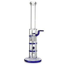 Load image into Gallery viewer, Glass Triple Disc Perc Bong Blue HoneyComb
