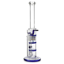 Load image into Gallery viewer, Glass Triple Disc Perc Bong Blue HoneyComb
