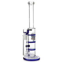 Load image into Gallery viewer, Glass Triple Disc Perc Bong Blue HoneyComb
