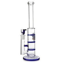 Load image into Gallery viewer, Glass Triple Disc Perc Bong Blue HoneyComb

