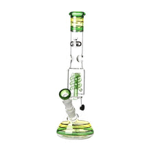 Load image into Gallery viewer, Rasta style beaker bong with coiled spiral perc
