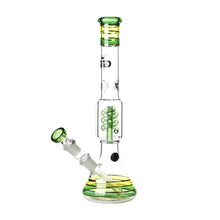 Load image into Gallery viewer, Rasta style beaker bong with coiled spiral perc
