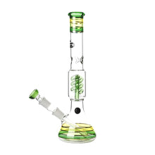 Load image into Gallery viewer, Rasta style beaker bong with coiled spiral perc
