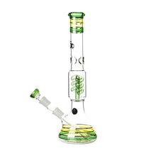 Load image into Gallery viewer, Rasta style beaker bong with coiled spiral perc
