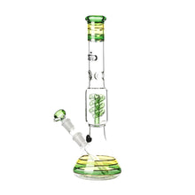 Load image into Gallery viewer, Rasta style beaker bong with coiled spiral perc
