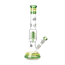 Load image into Gallery viewer, Rasta style beaker bong with coiled spiral perc
