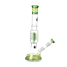 Load image into Gallery viewer, Rasta style beaker bong with coiled spiral perc
