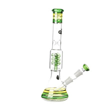 Load image into Gallery viewer, Rasta style beaker bong with coiled spiral perc

