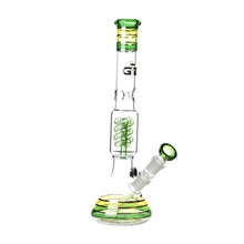 Load image into Gallery viewer, Rasta style beaker bong with coiled spiral perc

