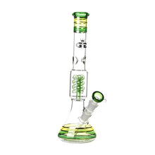 Load image into Gallery viewer, Rasta style beaker bong with coiled spiral perc
