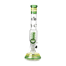 Load image into Gallery viewer, Rasta style beaker bong with coiled spiral perc
